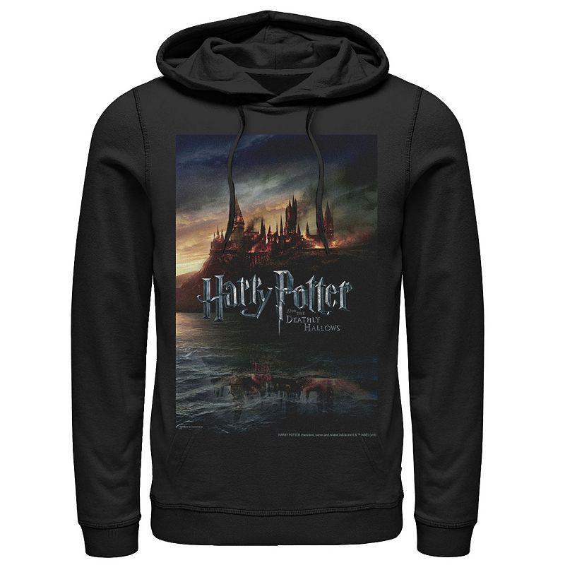 Mens Harry Potter And The Deathly Hallows Hogwarts Poster Graphic Pullover Hoodie Product Image