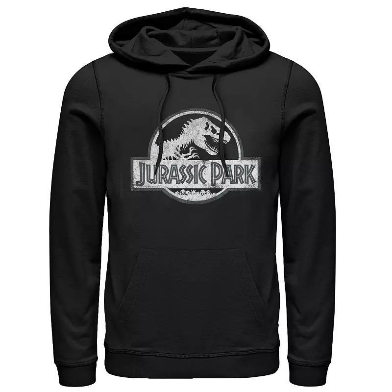 Mens Jurassic Park White Distressed Circle Logo Graphic Hoodie Product Image