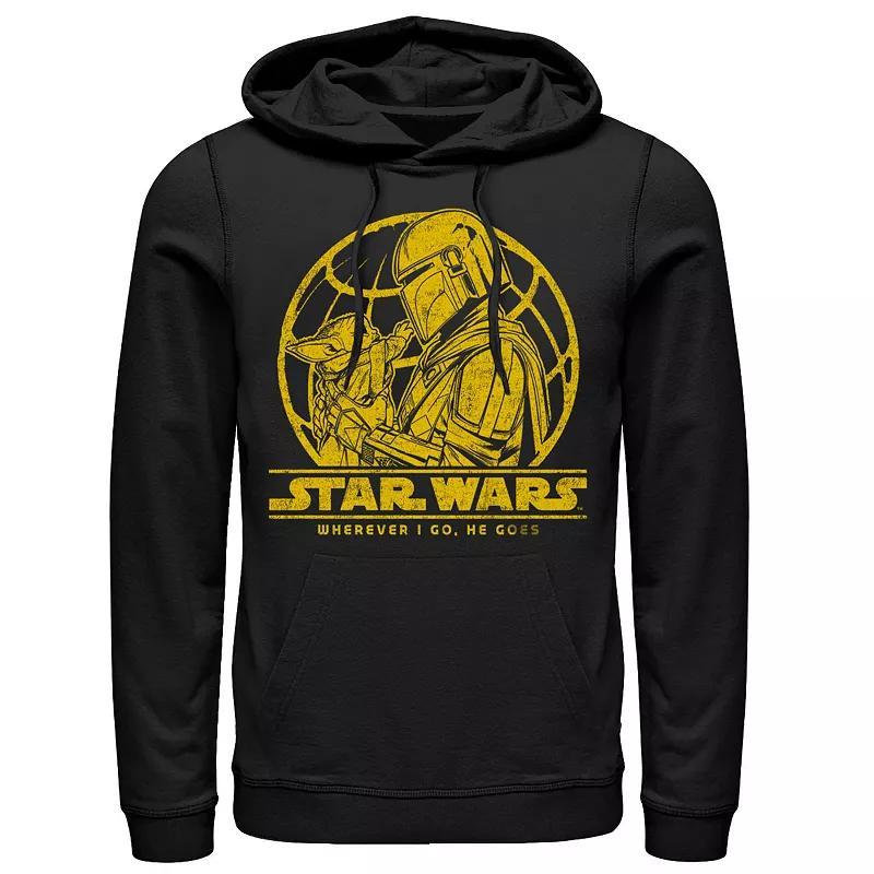 Mens Star Wars The Mandalorian And Grogu Wherever I Go He Goes Globe Hoodie Product Image