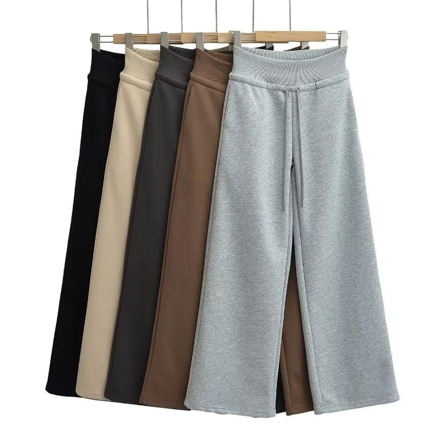 High Rise Plain Wide Leg Pants Product Image