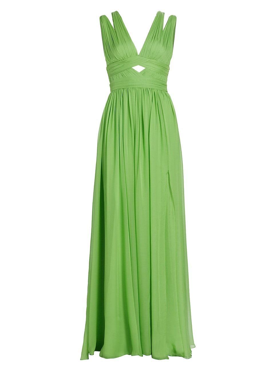 Womens Draped Silk Chiffon Cut-Out Gown Product Image