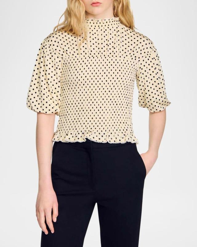 Racine Polka Dot Smocked Blouse Product Image