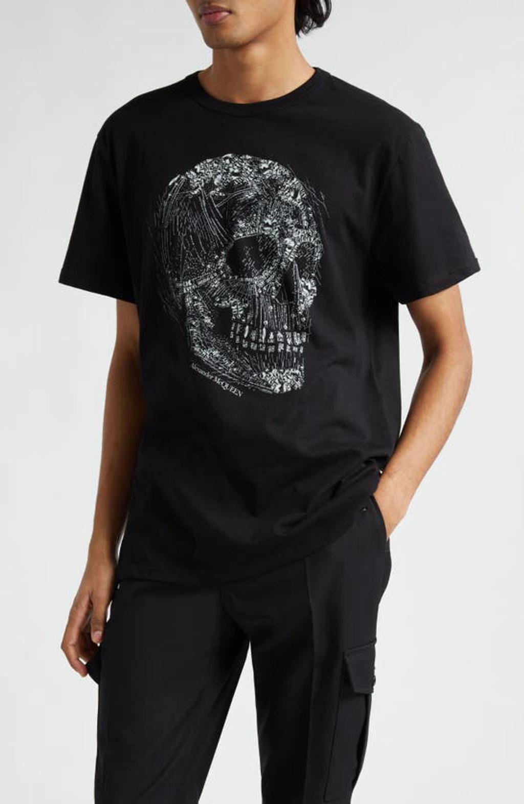 Skull T-shirt In Black Silver Product Image