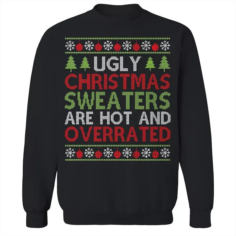 Mens Ugly Christmas Sweaters Overrated Graphic Sweatshirt Product Image