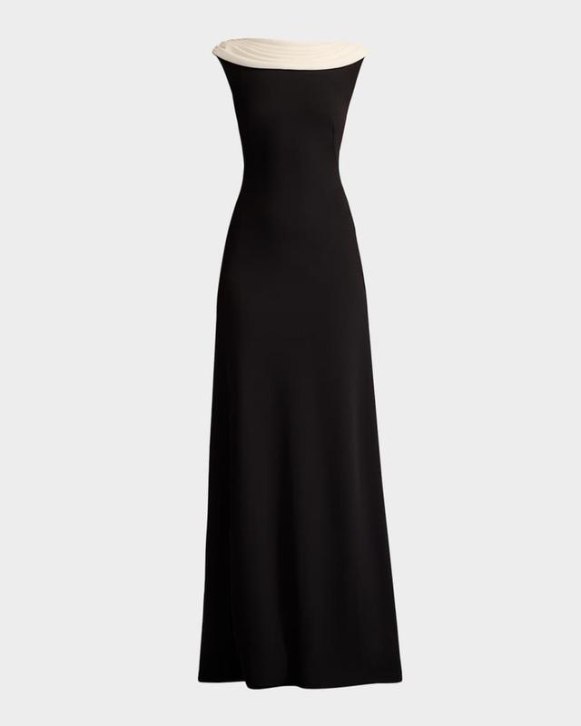 Draped Two-Tone Crepe Gown Product Image