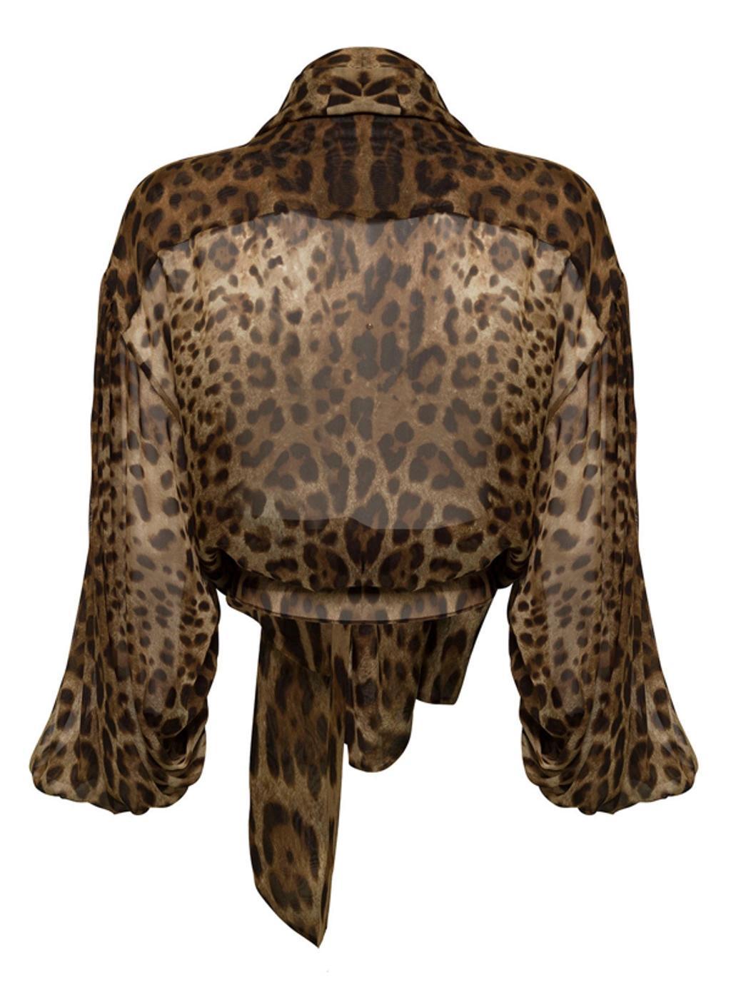 DOLCE & GABBANA Woman's Animal Printed Chiffon Silk Shirt In Brown Product Image