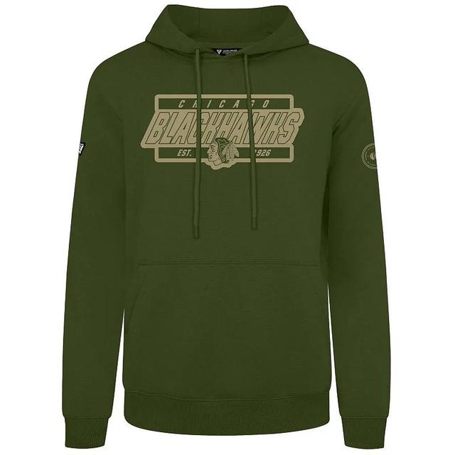 Mens Levelwear Olive Chicago Blackhawks Podium Pullover Hoodie Product Image