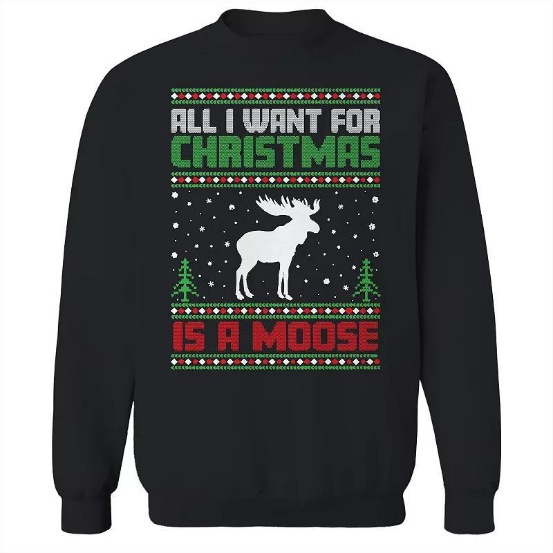 Mens Ugly Christmas Sweater Moose Graphic Sweatshirt Product Image