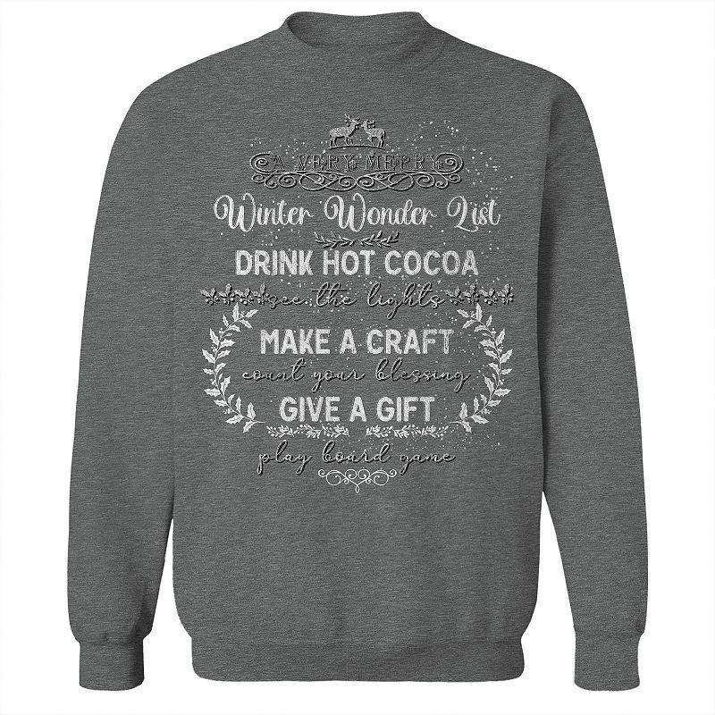 Mens A Very Merry Winter Graphic Fleece Sweatshirt, Womens Grey Heather Product Image