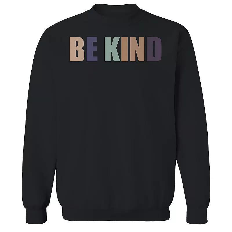 Mens Be Kind Colorful Text Graphic Fleece Sweatshirt Product Image