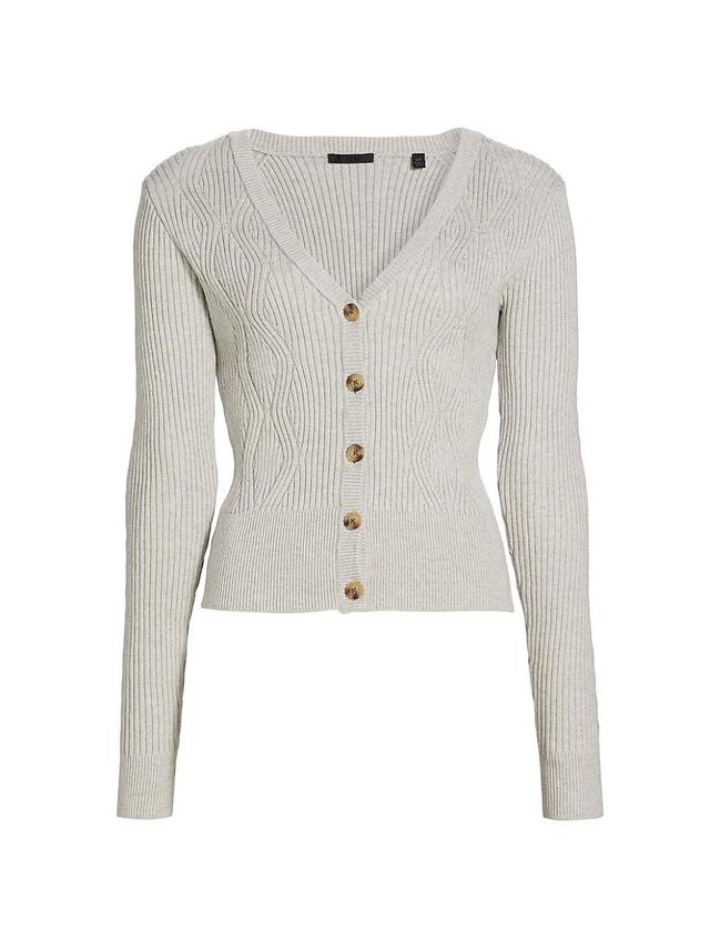 Womens Cotton-Cashmere Mixed-Stitch Cardigan Product Image