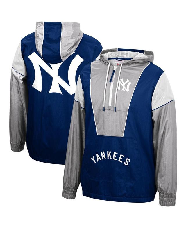 Mens Mitchell & Ness New York Yankees Highlight Reel Windbreaker Half-Zip Hoodie Jacket Blue Product Image