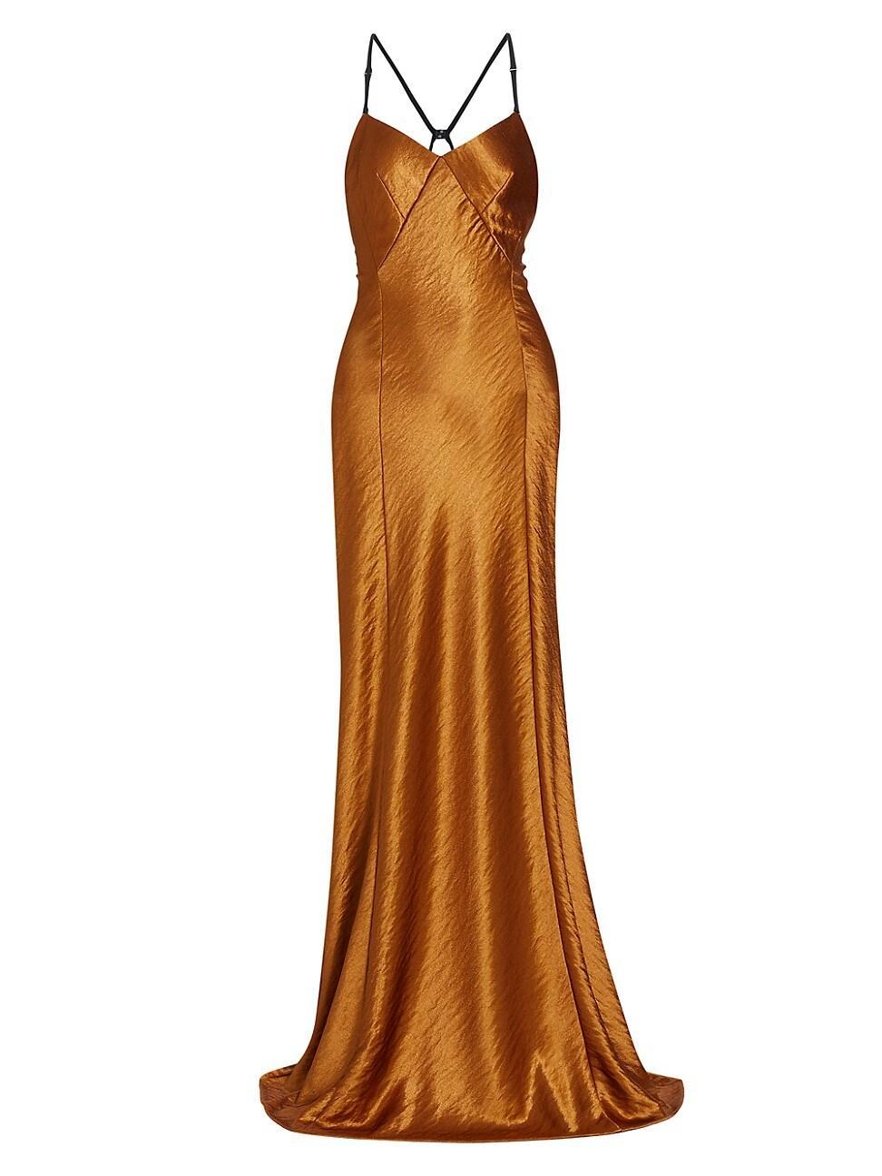 Womens Hammered Satin Backless Gown Product Image