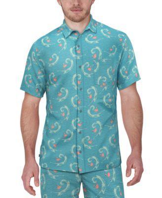 Pga Tour Mens Flamingo Seersucker Short Sleeve Performance Shirt Product Image