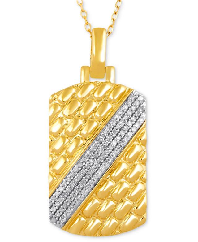 Mens Diamond Nugget-Inspired Dog Tag 22 Pendant Necklace (1/5 ct. t.w.) in 18k Gold-Plated Sterling Silver Product Image