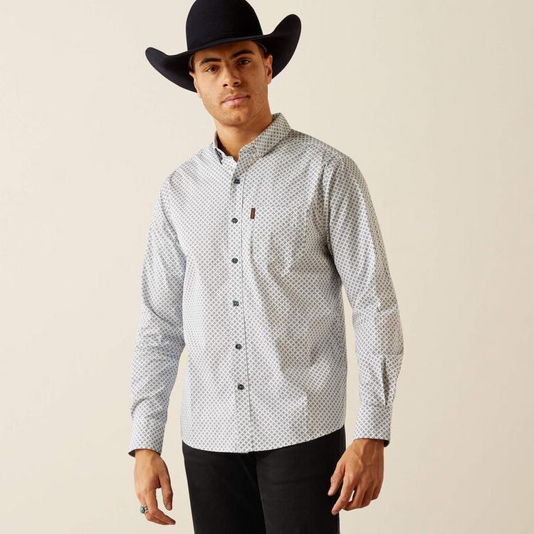 Ariat® Men's L/S Blue-Grey Print Maxwell Modern Fit Button Shirt Product Image