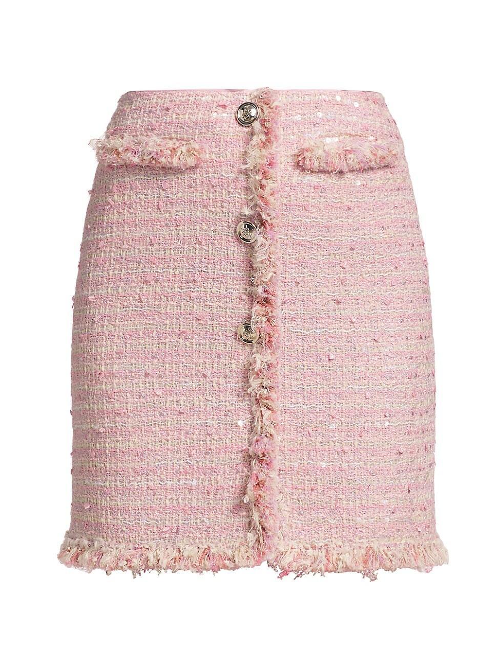 Womens Sequin-Embellished Tweed Miniskirt Product Image