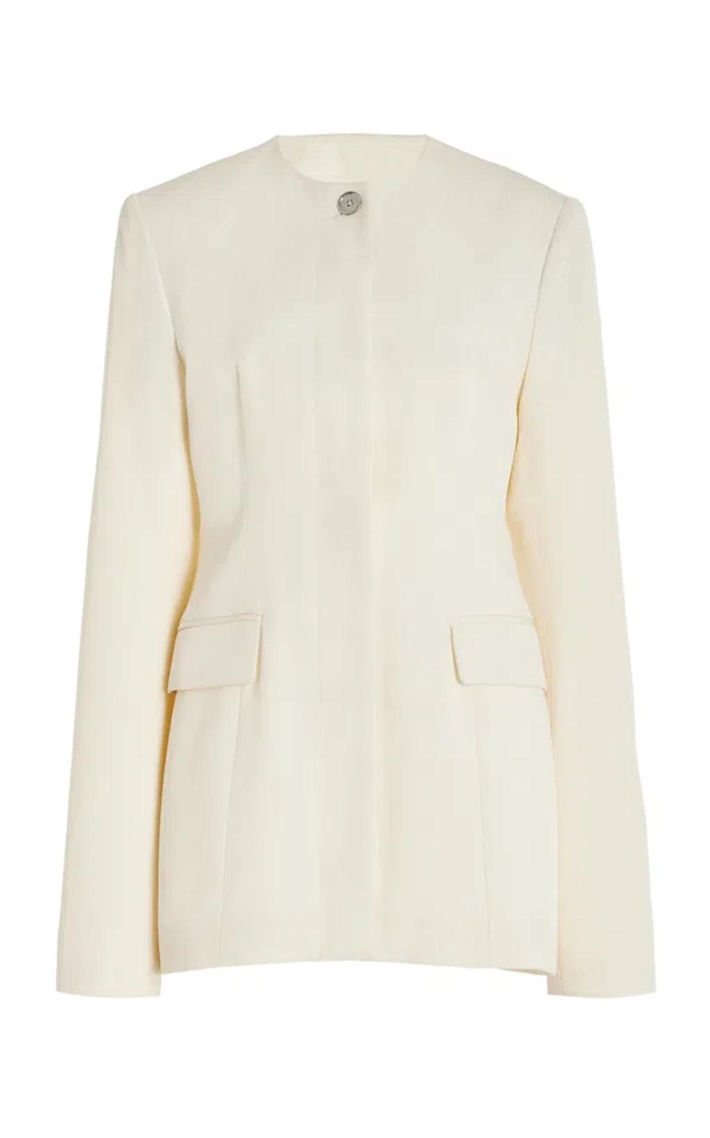 TOTÊME Collarless Cinched Jacket In White Product Image