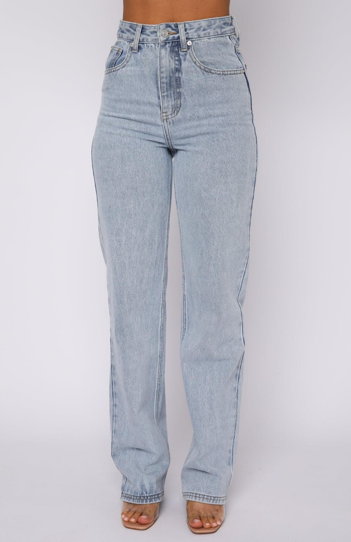 On Replay High Rise Straight Leg Jeans Ice Blue Product Image