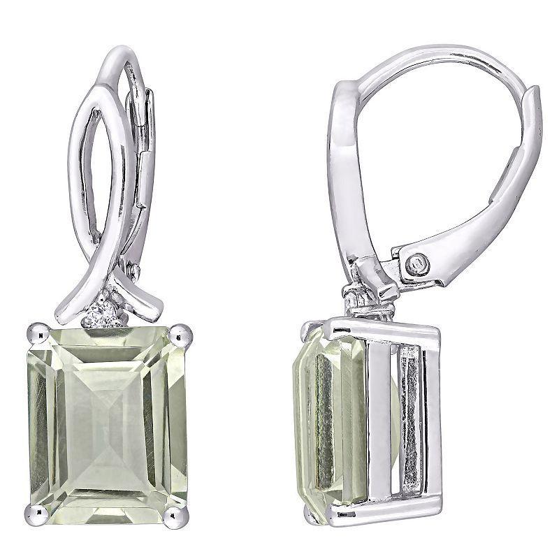 Stella Grace Sterling Silver Green Quartz & White Topaz Leverback Earrings, Womens, Multicolor Product Image