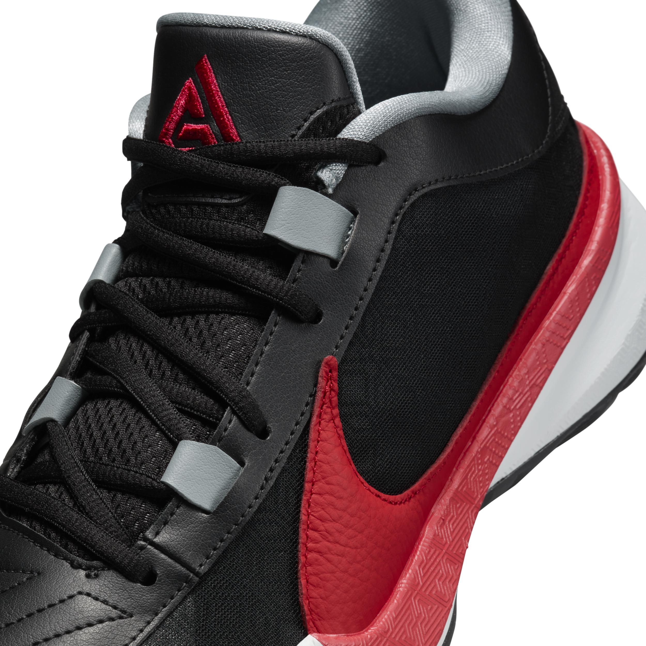 Nike Mens Giannis Antetokounmpo Nike Zoom Freak 5 - Mens Basketball Shoes Black/Pure Platinum/University Red Product Image