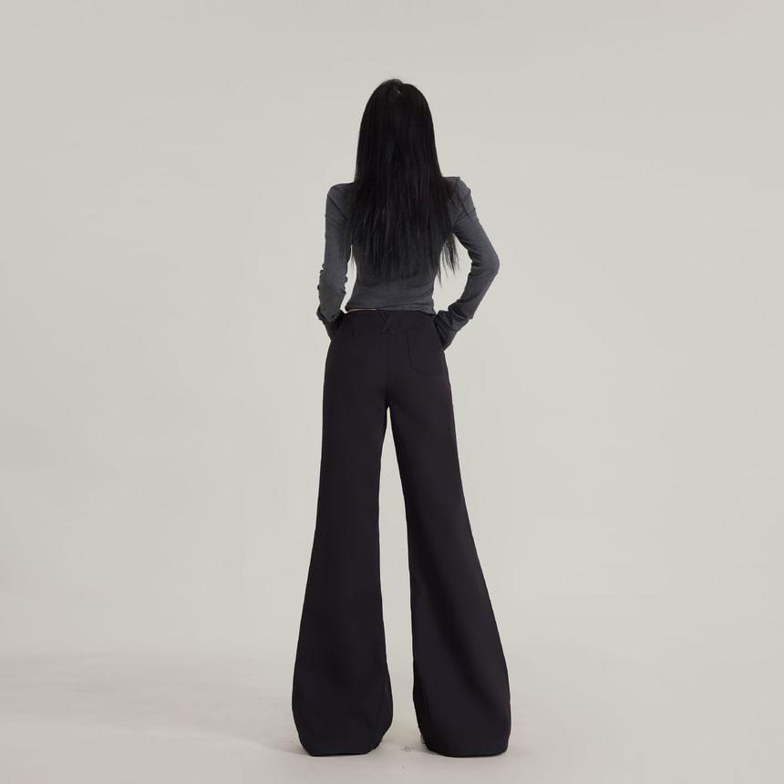 Mid Waist Plain Fleece-Lined Flared Pants (Various Designs) Product Image