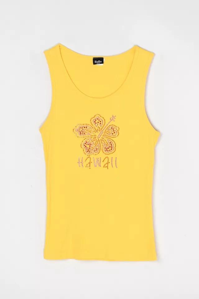 Vintage Y2k Hawaii Rhinestoned Ribbed Tank Top Product Image