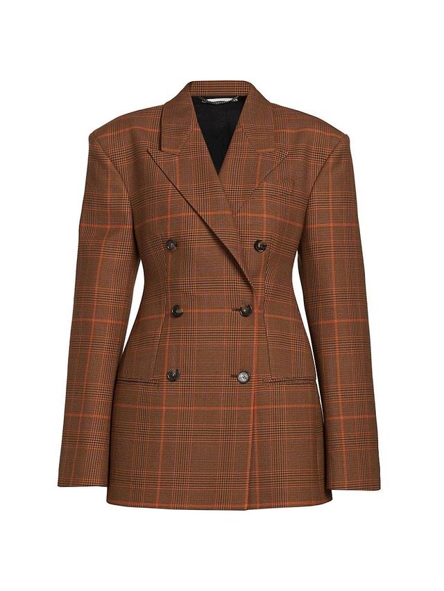 Stella McCartney Moulded Plaid Double Breasted Wool Jacket Product Image