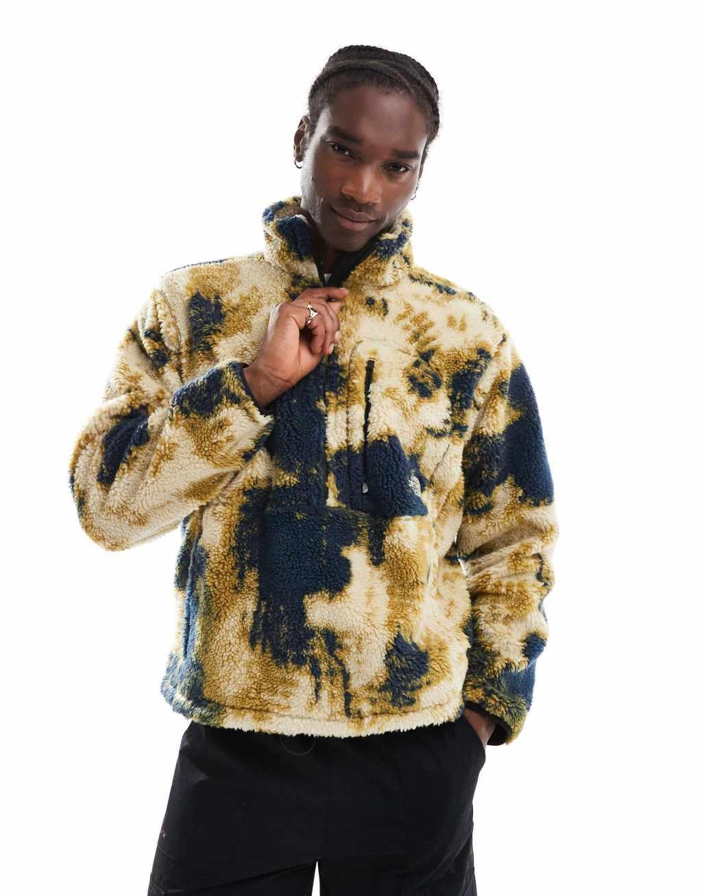 The North Face M66 extreme pile fleece quarter zip jacket in bleach dye print Product Image