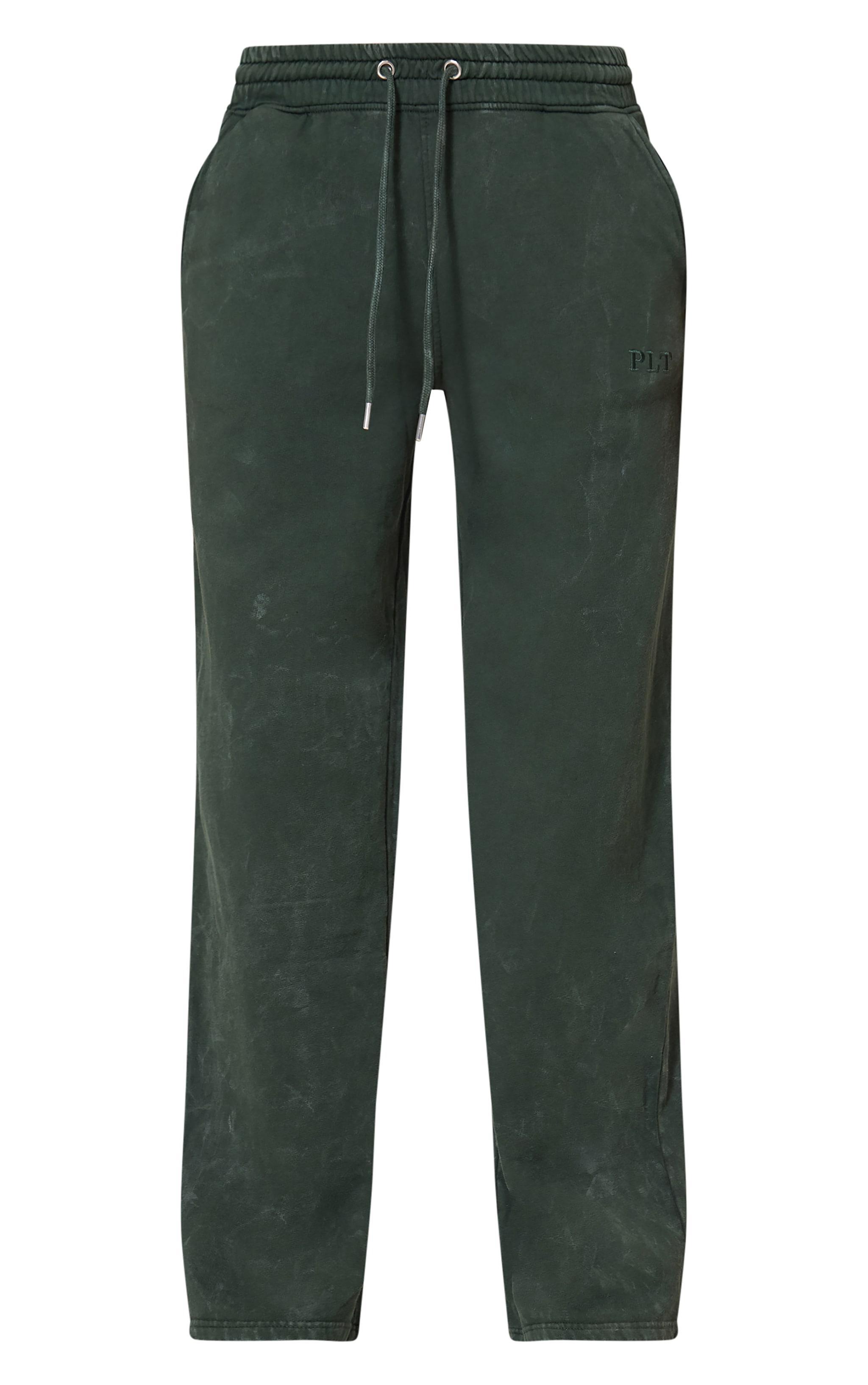 PRETTYLITTLETHING Forest Green Washed Low Rise Oversized Wide Leg Sweatpants product image