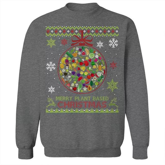 Mens Plant Based Christmas Sweater Graphic Sweatshirt Grey Heather Product Image