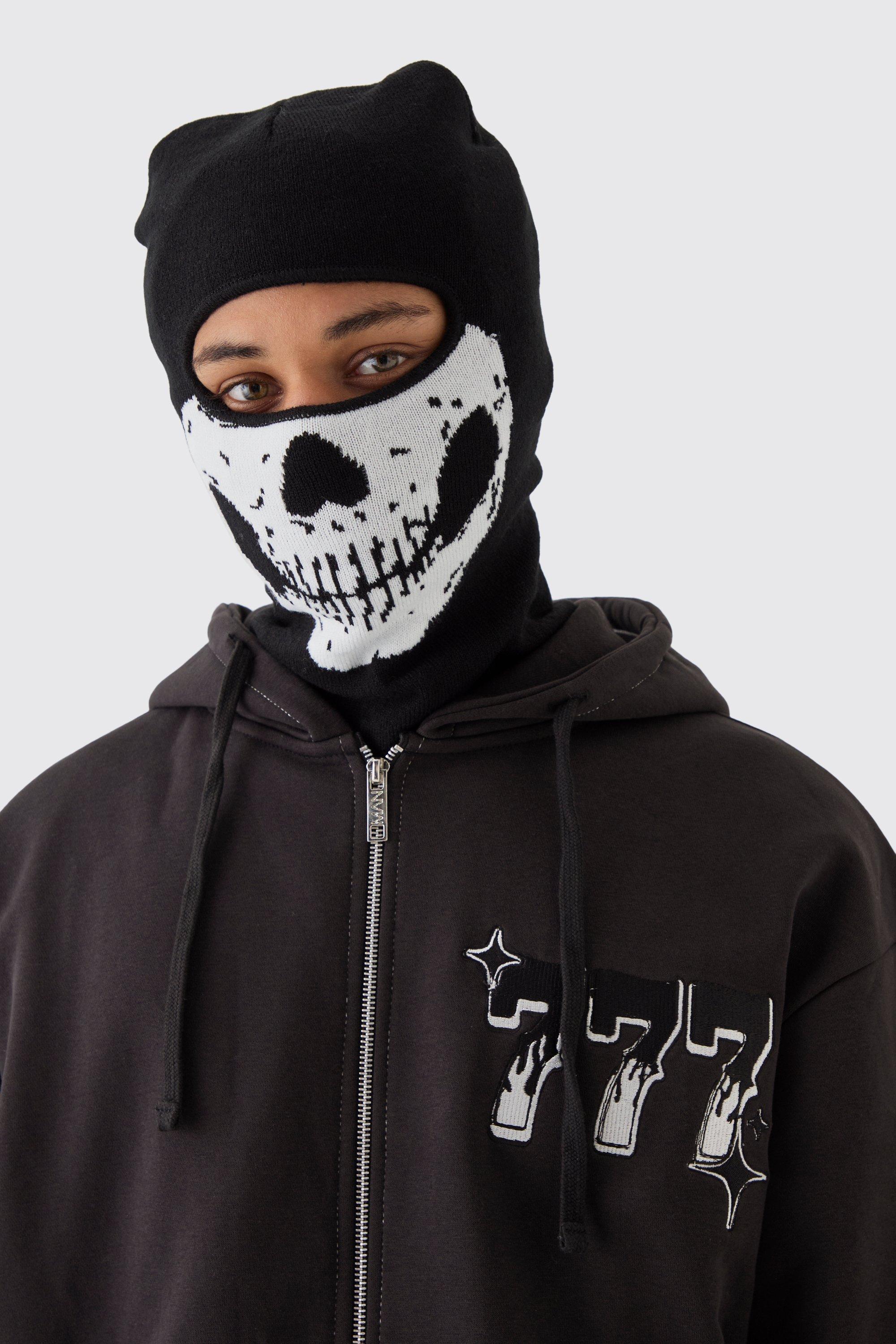 Skeleton Face Covering in Black | boohooMAN USA Product Image