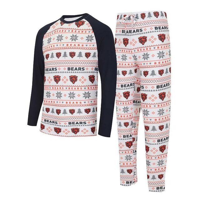 Mens Concepts Sport /Navy Chicago Bears TinselRaglan Long Sleeve T-Shirt & Pants Sleep Set Product Image