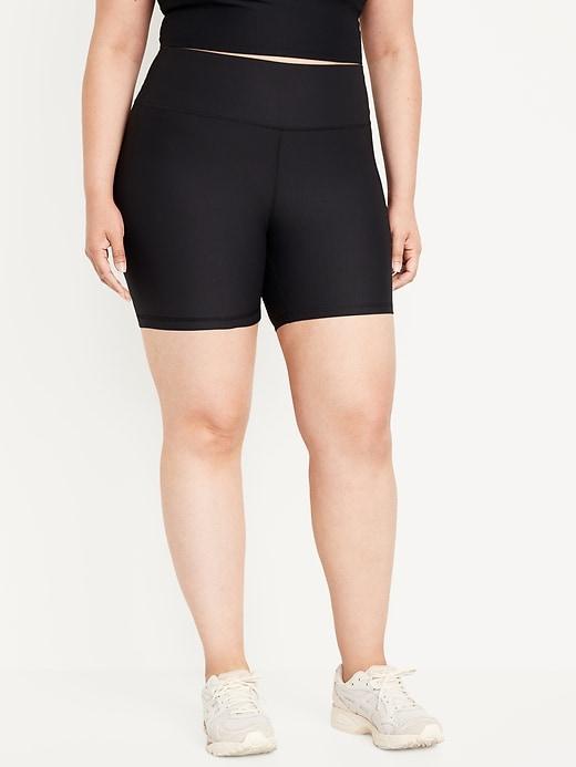 High-Waisted PowerSoft Ribbed Biker Shorts -- 6-inch inseam Product Image