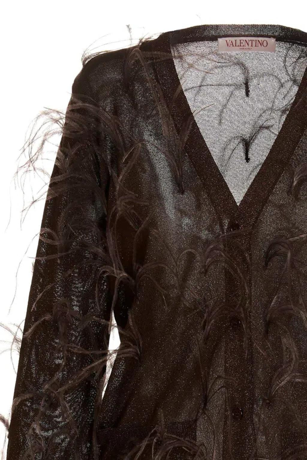 Dark Brown Piuma Lurex Cardigan Product Image