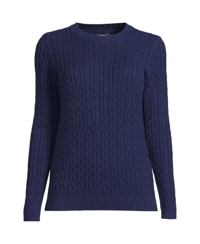 Lands End Womens Drifter Cable Crew Neck Sweater - Navy Product Image