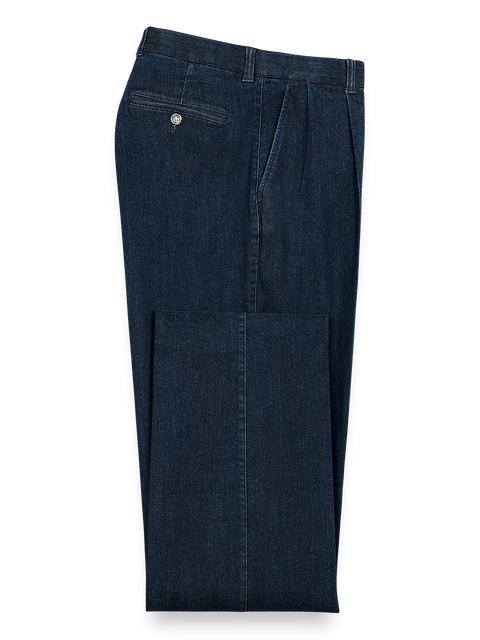 Pleated Denim Pants - Dark Blue Product Image