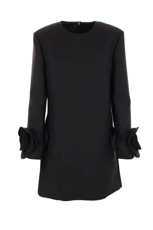 VALENTINO Rose Detail Fitted Dress In Black Product Image