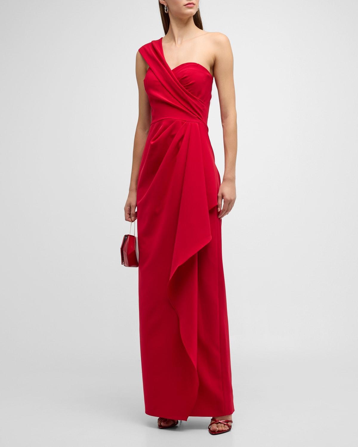 One-Shoulder Draped Stretch Crepe Gown Product Image