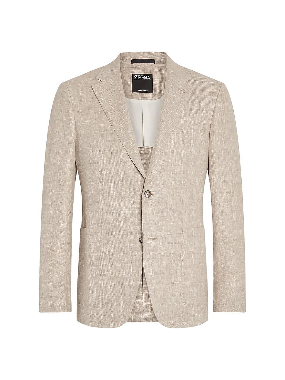 Mens Crossover Linen Wool and Silk Blend Jacket Product Image