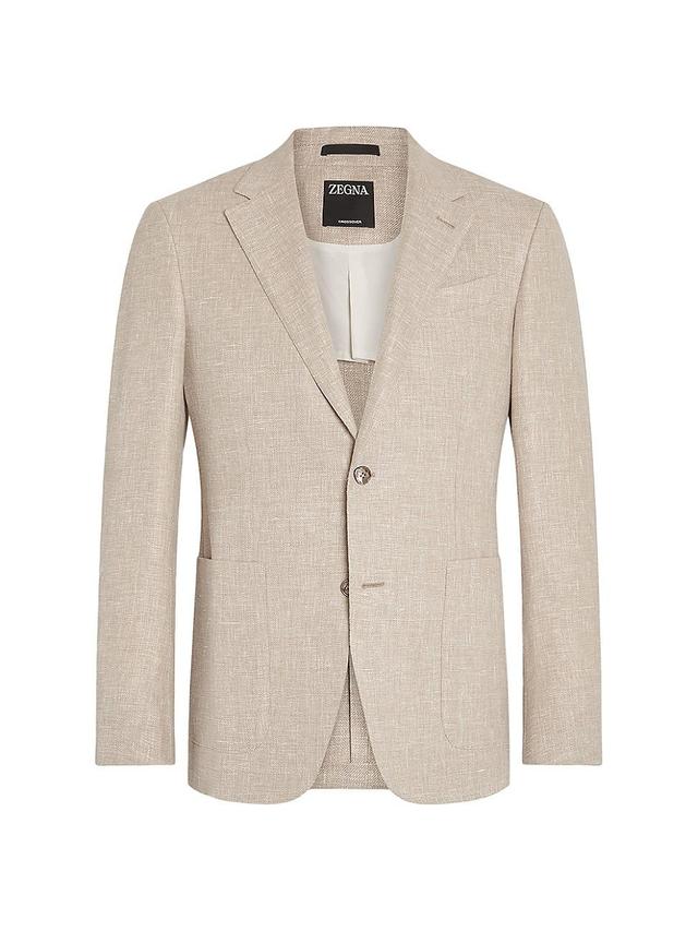 Mens Crossover Linen Wool and Silk Blend Jacket Product Image