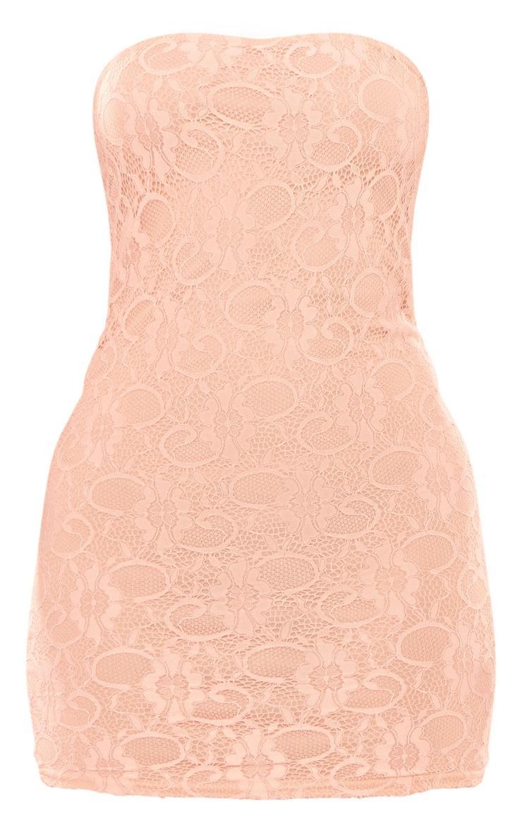 Nude Lace Lined Bandeau Bodycon Dress Product Image