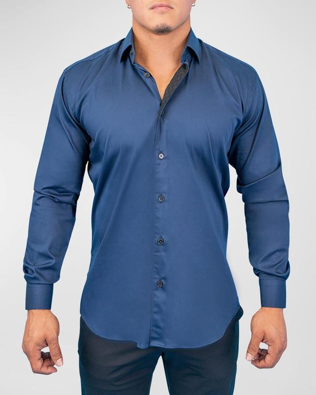 Maceoo Fibonacci Dark Denim Blue Contemporary Fit Button-Up Shirt Product Image