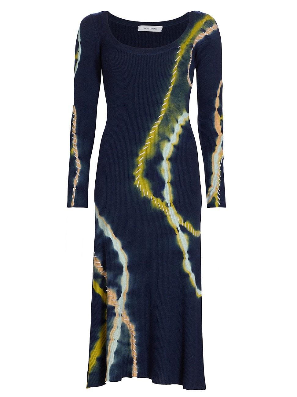 Womens Tie-Dye Scoopneck Midi-Dress Product Image