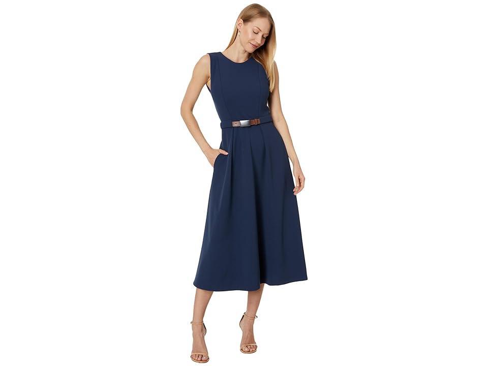 Calvin Klein A-Line Midi with Belt (Academy) Women's Dress Product Image