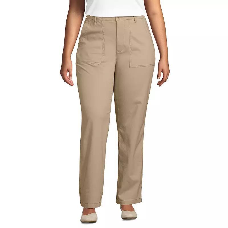 Plus Size Lands End High-Rise Chino Utility Straight Leg Pants, Womens Product Image