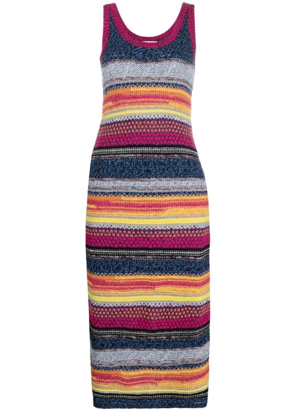 Striped Upcycled-cashmere Knitted Maxi Dress In Neutral Product Image