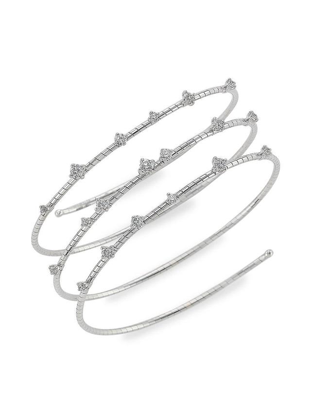 Womens Rugiada Diamanti 18K White Gold, Titanium, & 0.95 TCW Diamond Wrap Bracelet Product Image