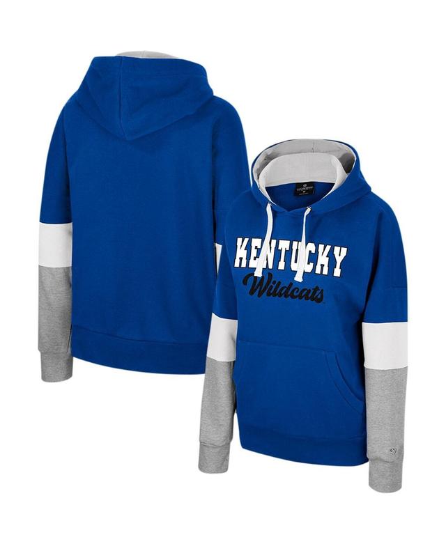 Womens Colosseum Royal Kentucky Wildcats Oversized Colorblock Pullover Hoodie Product Image