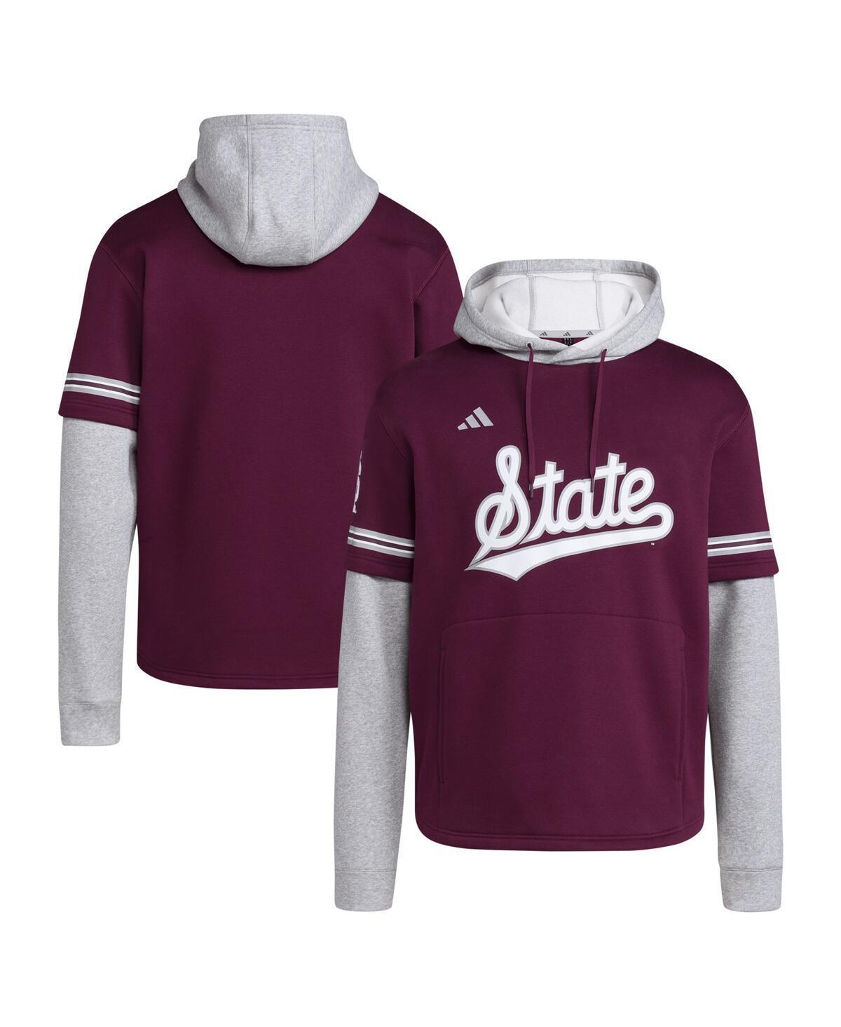 Mens adidas Maroon Mississippi State Bulldogs Pullover Baseball Jersey Hoodie Product Image